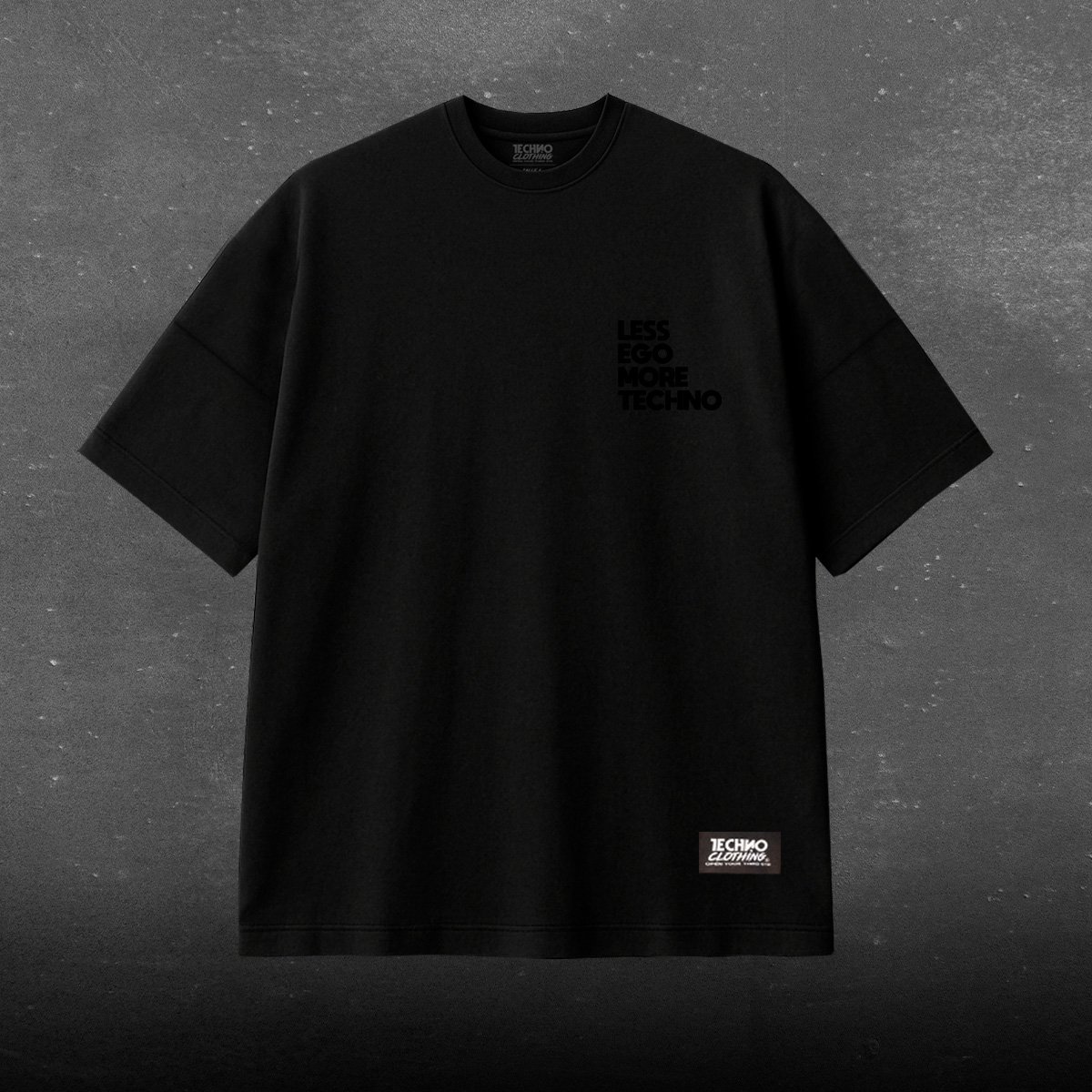 LESS EGO MORE TECHNO (logo negro)