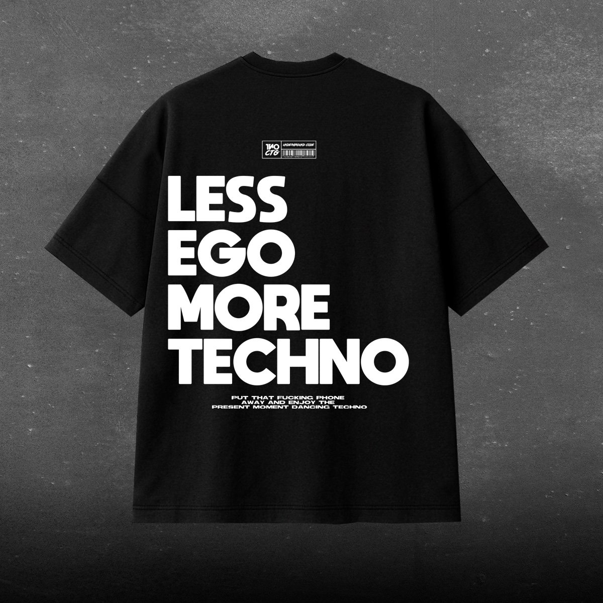 LESS EGO MORE TECHNO (logo blanco)